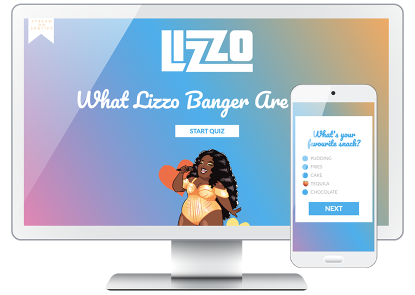 preview of lizzo quiz on iphone and imac